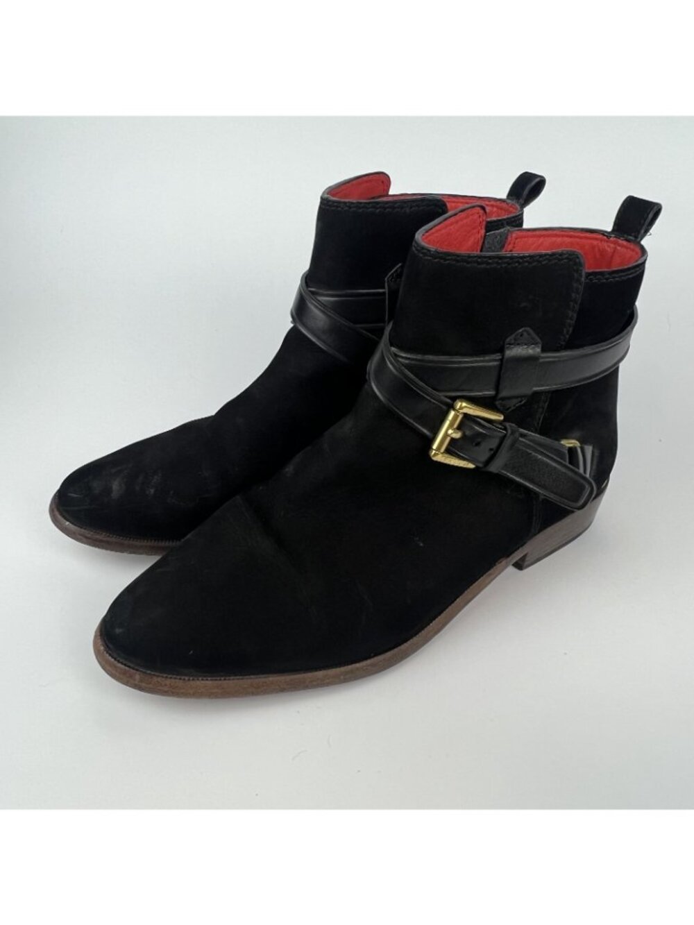 Coach Leoda Suede Ankle Boots Women’s 8.5 B – Black Zip Booties w/ Buckle - Picture 3 of 10